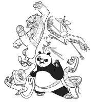 A coloring page of kungfu panda
